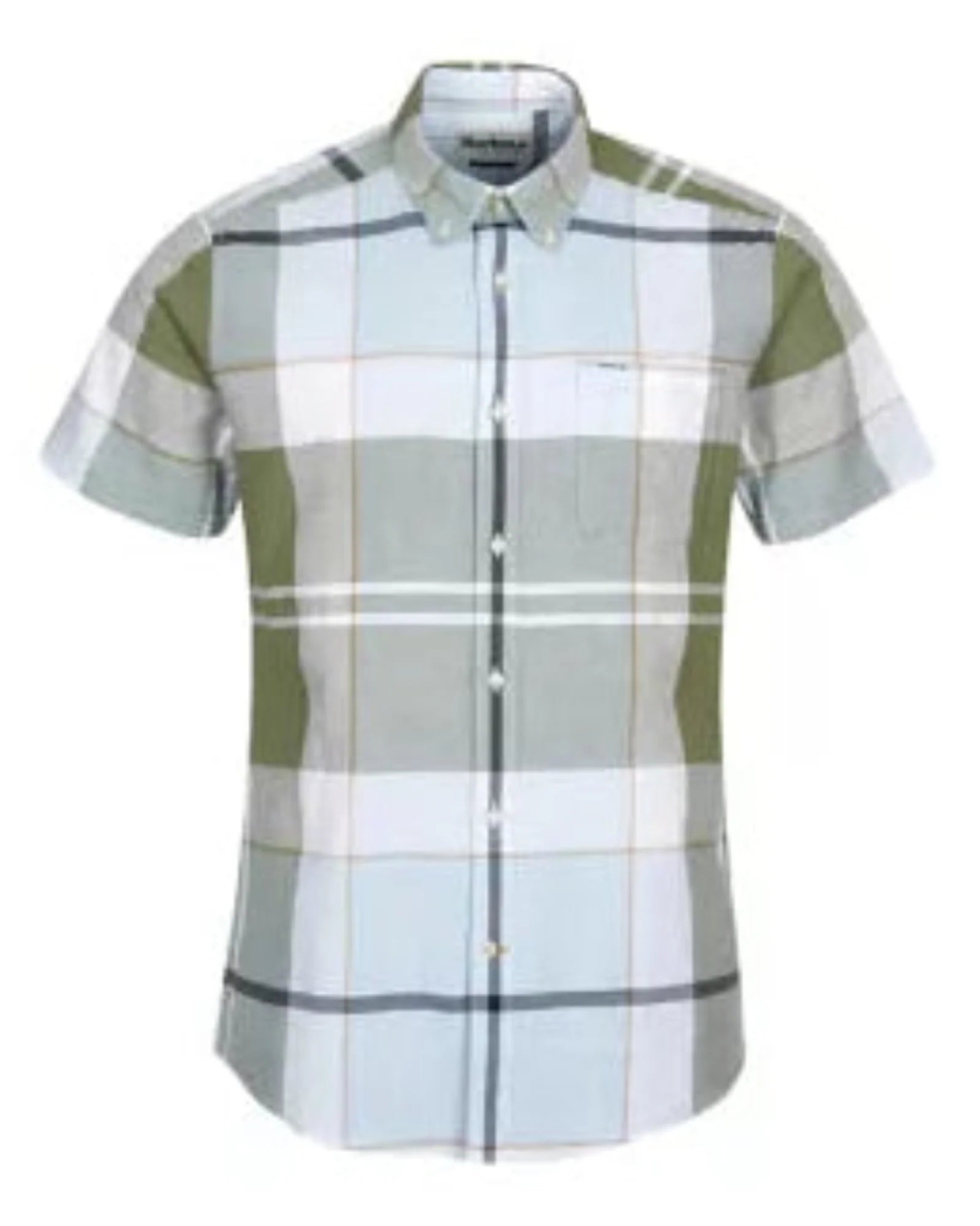 Barbour Douglas Short Sleeve Button Down Collar Tailored Fit Shirt In Washed Olive
