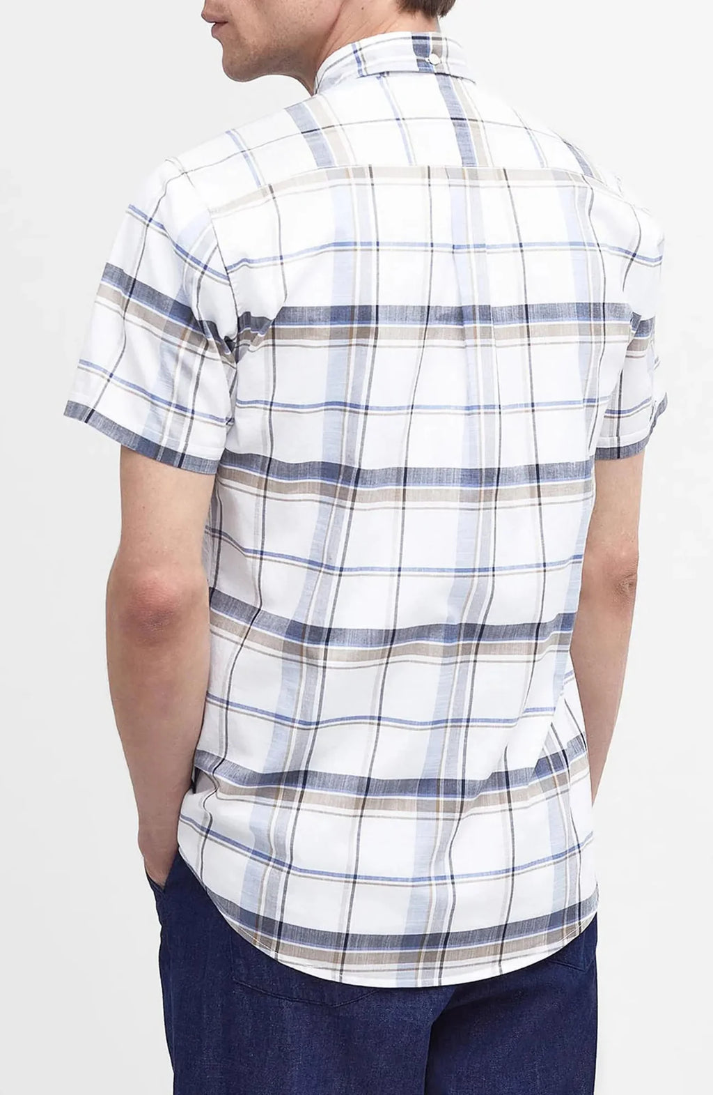 Barbour Dudley Short-Sleeve Button Down Collar Tailored Shirt In Navy