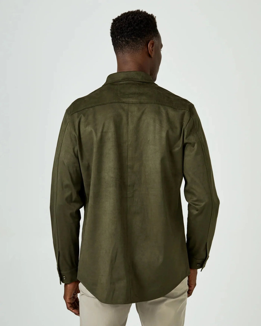 7 Diamonds Suede Over Shirt In Olive