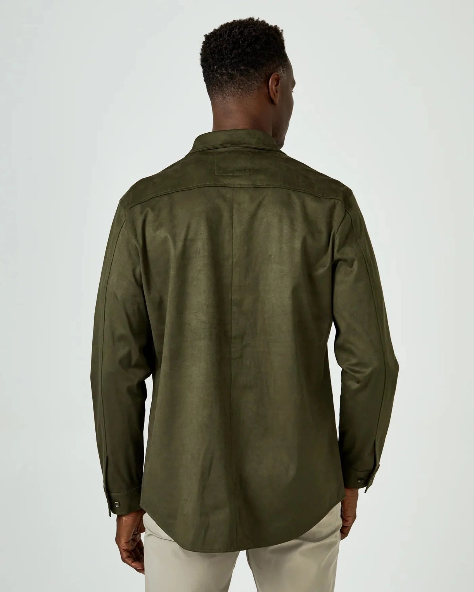 7 Diamonds Suede Over Shirt In Olive