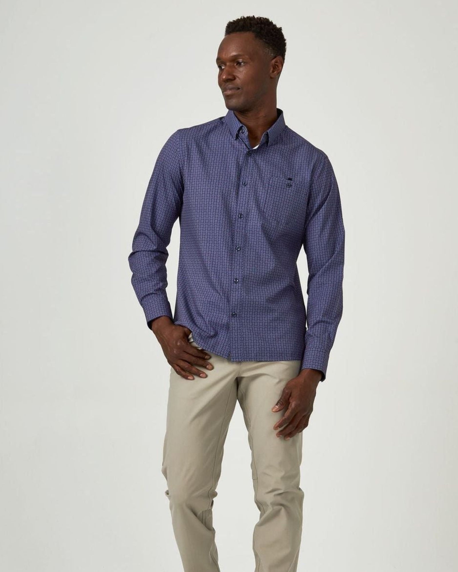 -Rainwater's -7 Diamonds - Button Up Sport Shirts - 7 Diamonds faro Long Sleeve Shirt In Navy -