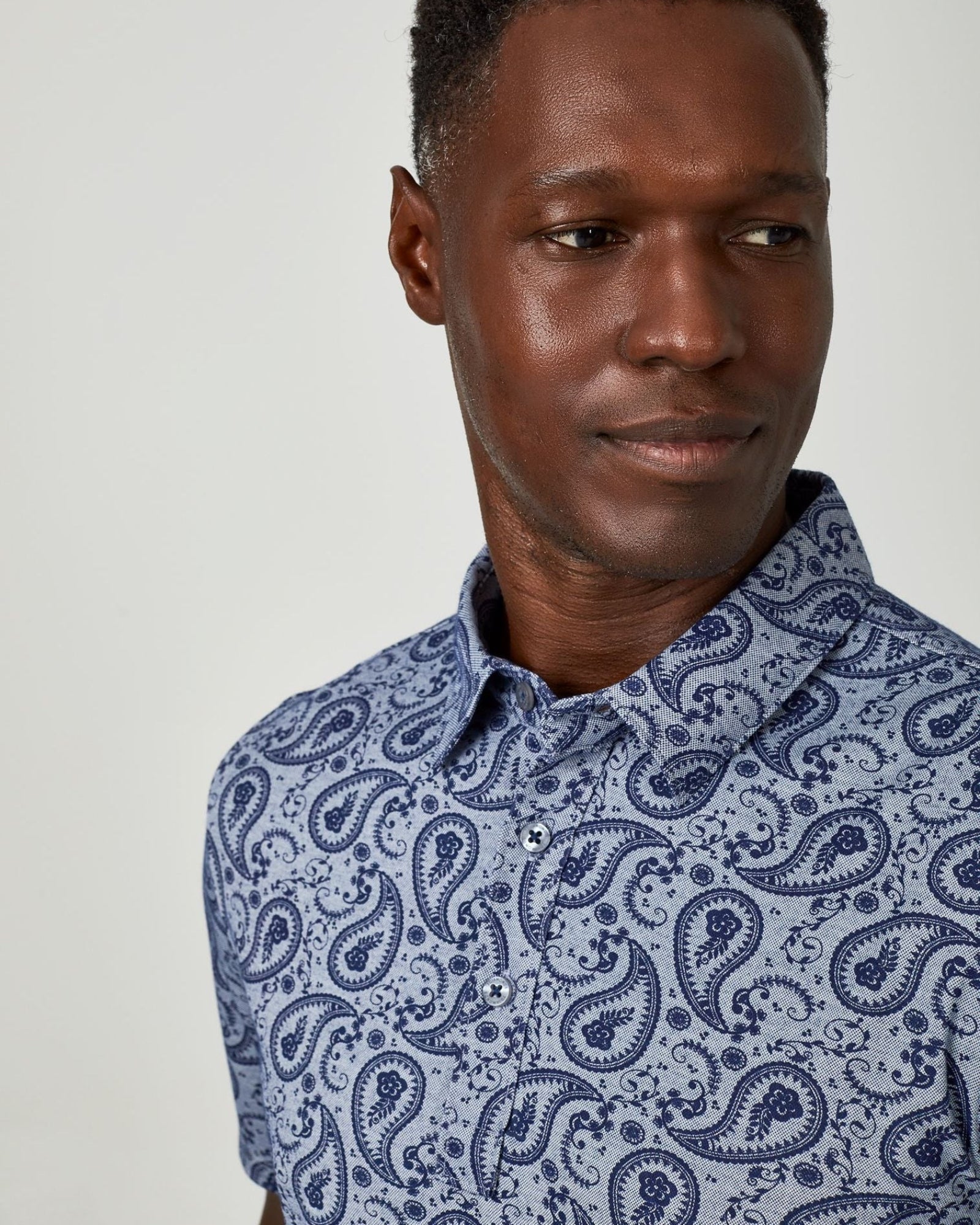 7 Diamonds Palmer Pima Polo In Steel Blue