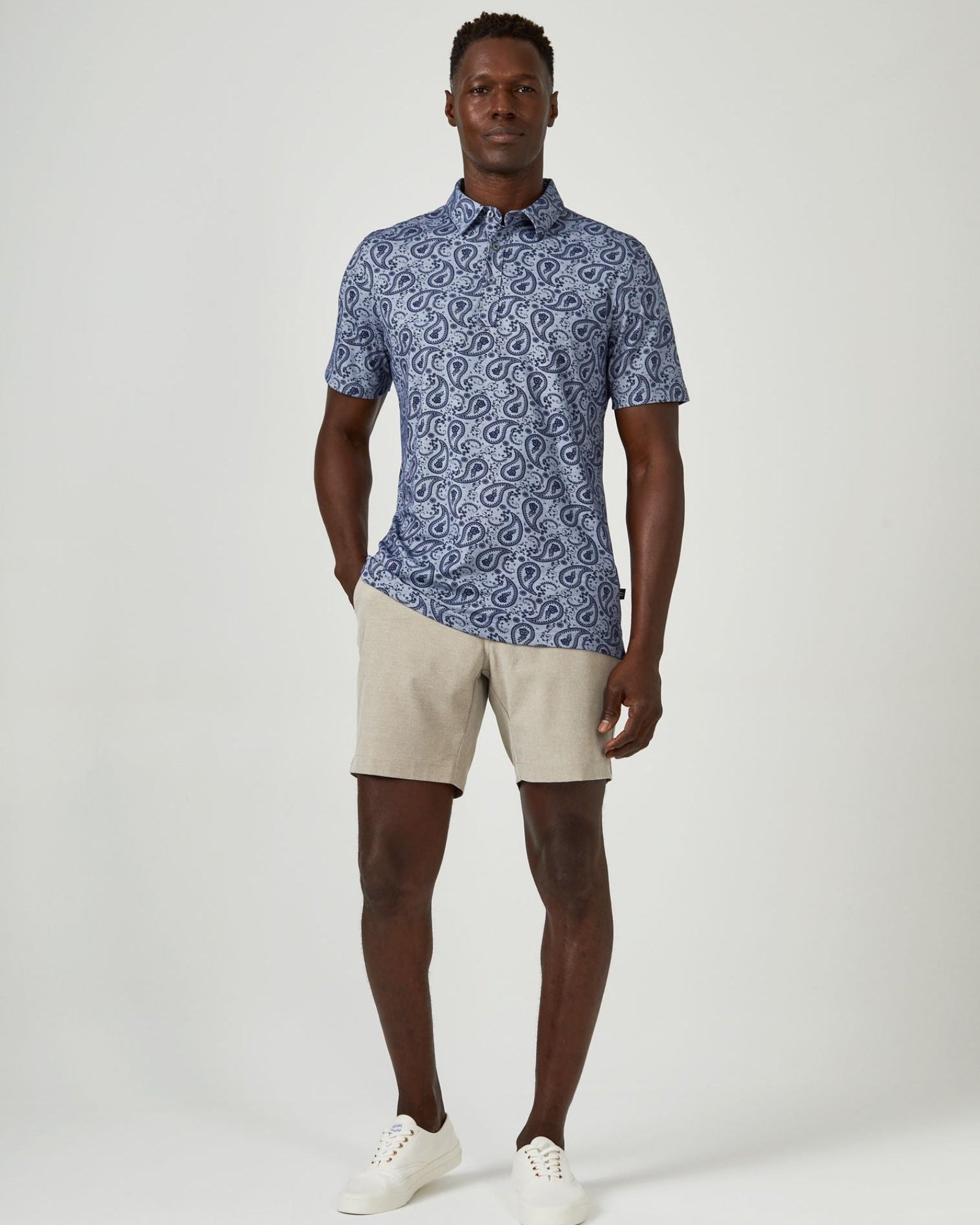 7 Diamonds Palmer Pima Polo In Steel Blue