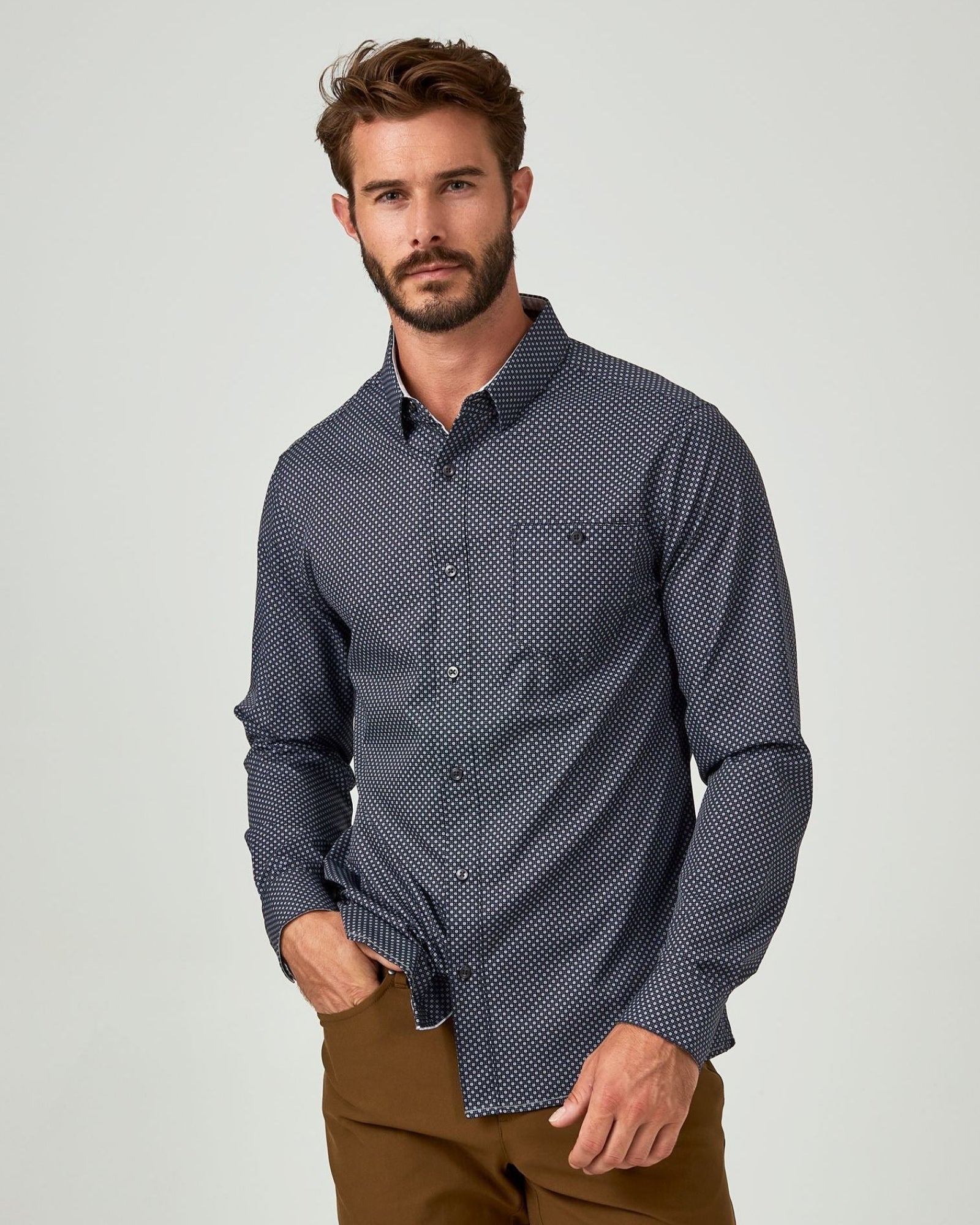 7 Diamonds Porto Long Sleeve Shirt In Black