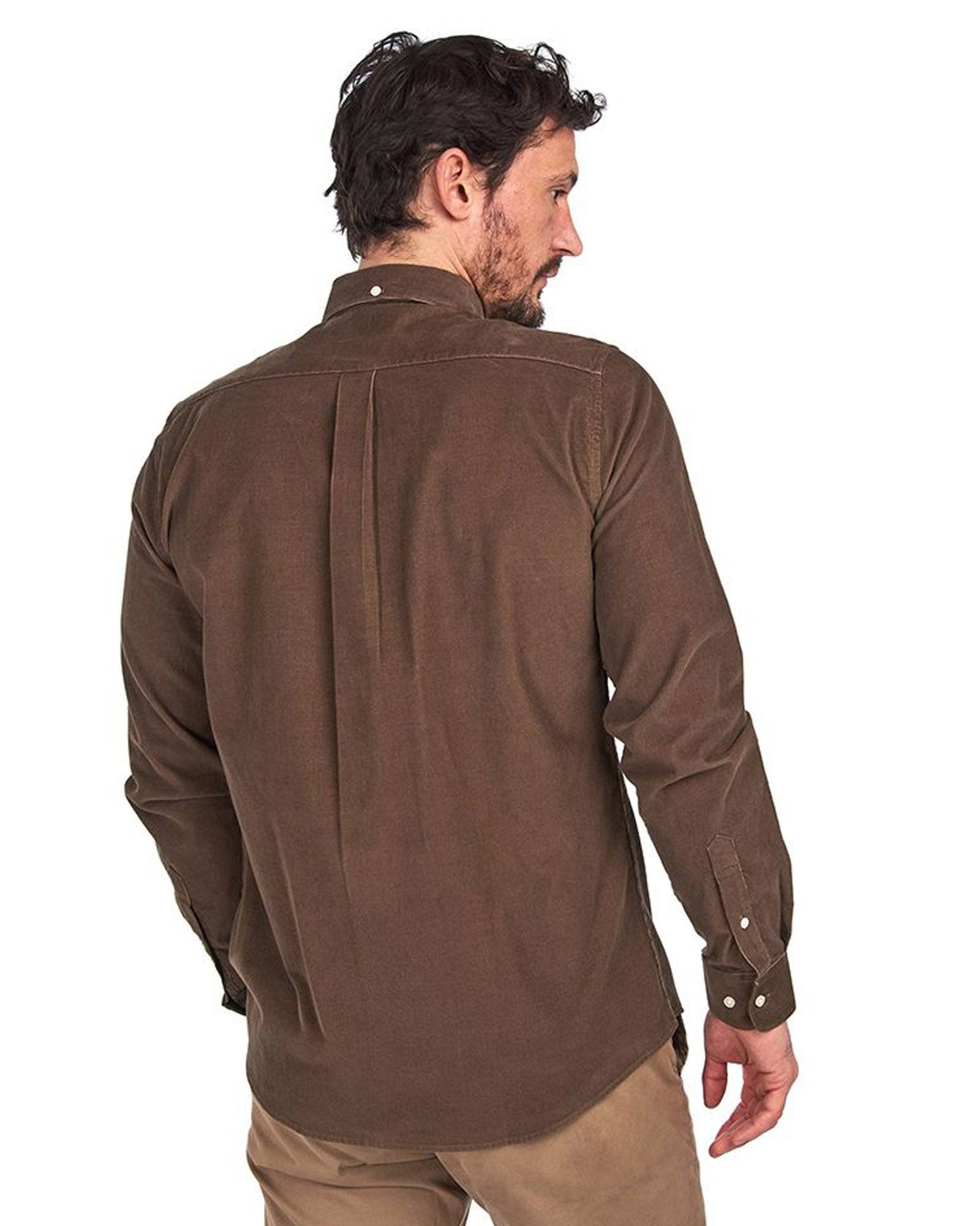 Barbour Cord 2 Cordoroy Button Down Collar Tailored Button Up Shirt In Brown - Rainwater's Men's Clothing and Tuxedo Rental