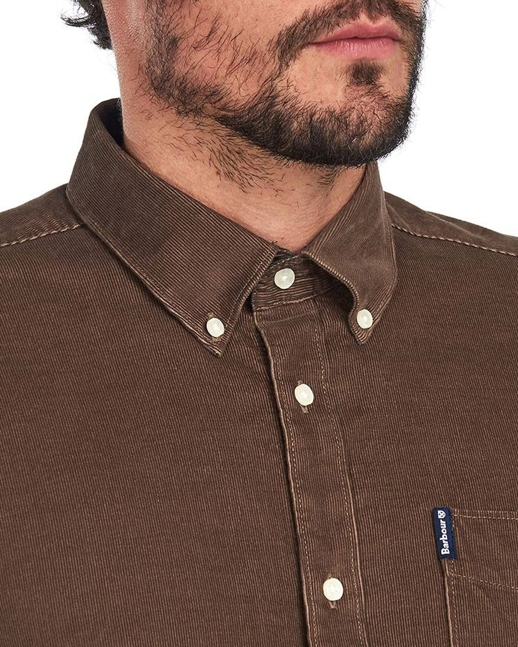 Barbour Cord 2 Cordoroy Button Down Collar Tailored Button Up Shirt In Brown - Rainwater's Men's Clothing and Tuxedo Rental