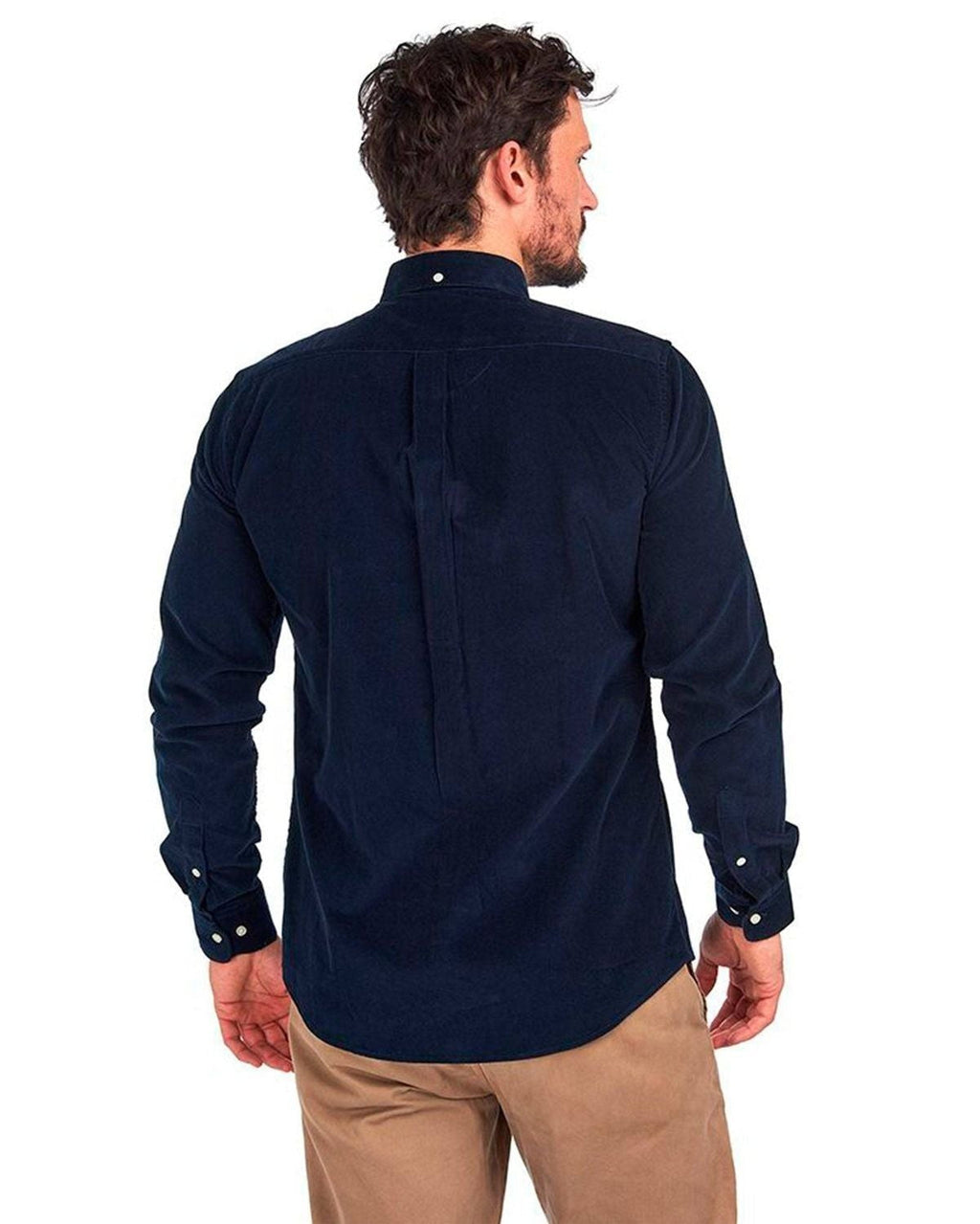 Barbour Cord 2 Cordoroy Button Down Collar Tailored Button Up Shirt In Navy - Rainwater's Men's Clothing and Tuxedo Rental