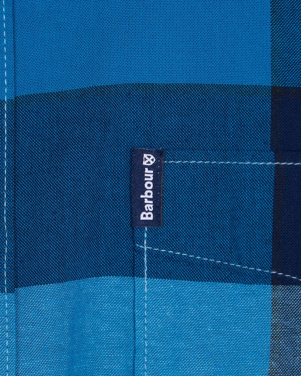 Barbour Douglas Aqua Plaid Short Sleeve Button Down Collar Tailored Fit Shirt - Rainwater's Men's Clothing and Tuxedo Rental