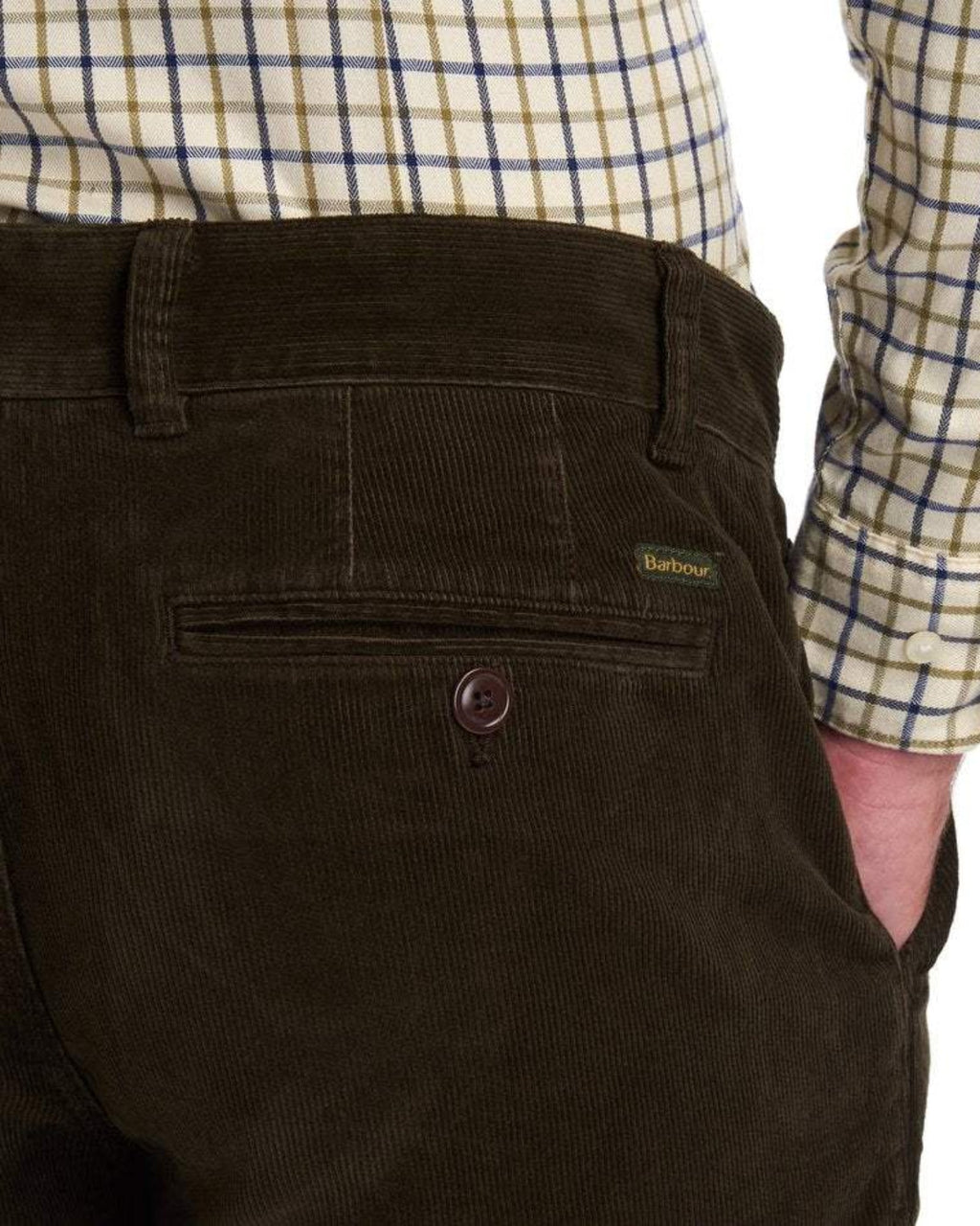 Barbour Nueston Stretch Corduroy Trousers In Dark Olive