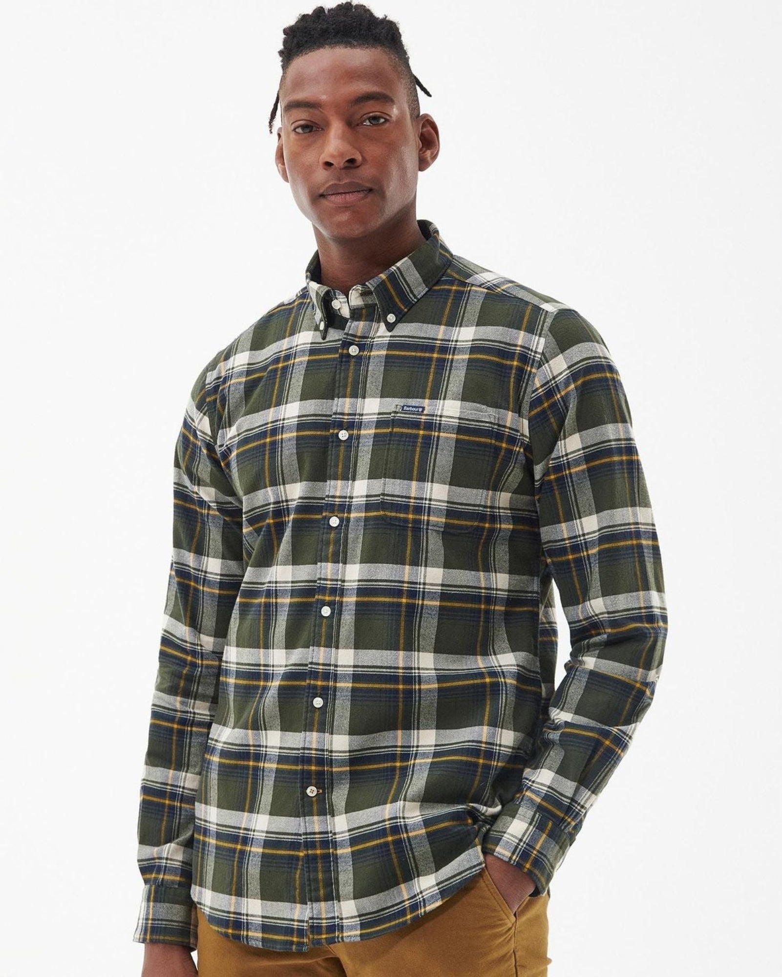 -Rainwater's -Barbour - Button Up Sport Shirts - Barbour Shieldton Tailored Shirt in Olive -