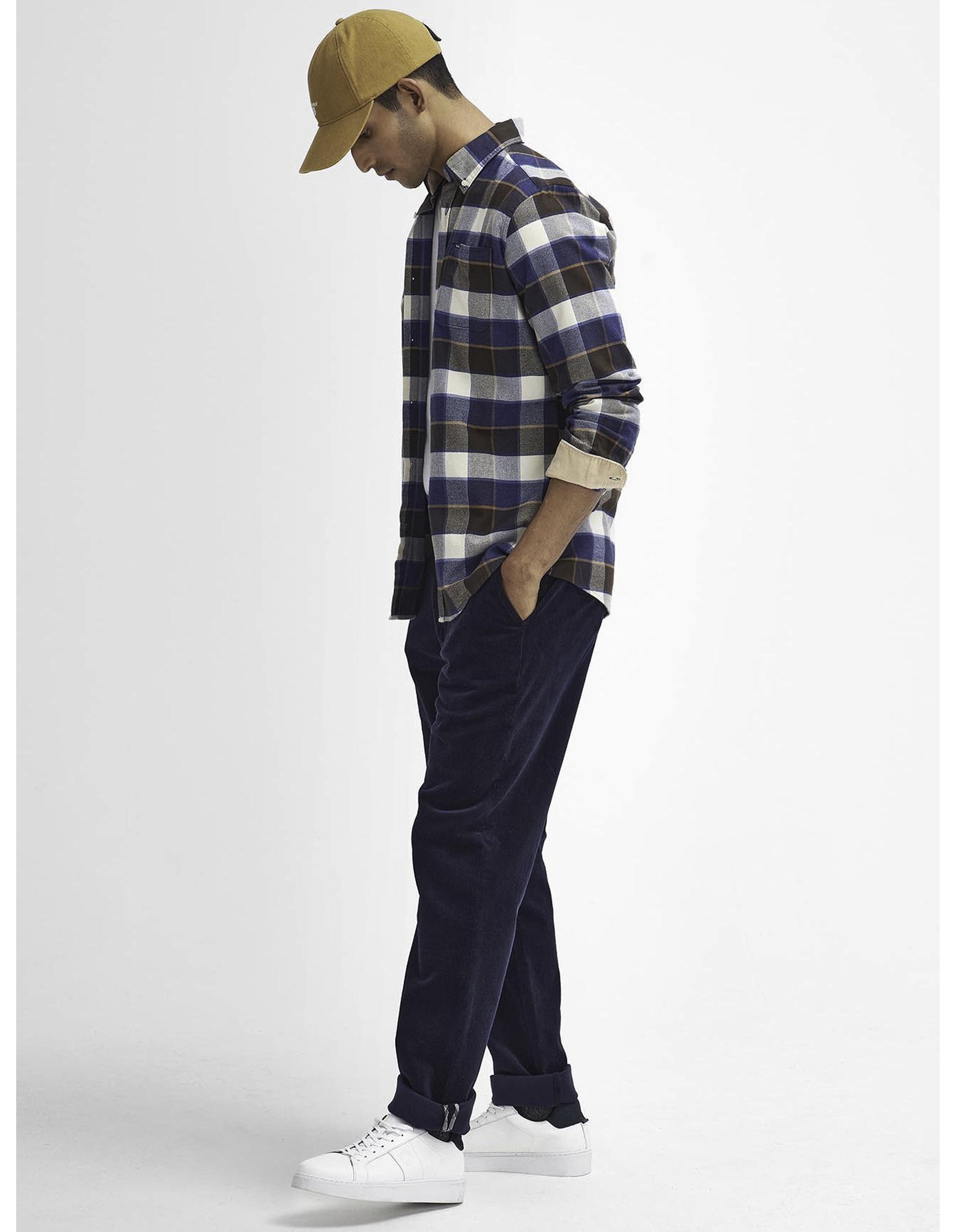 Barbour Valley Tailored Button-down Collar Shirt in Blue & Brown Plaid