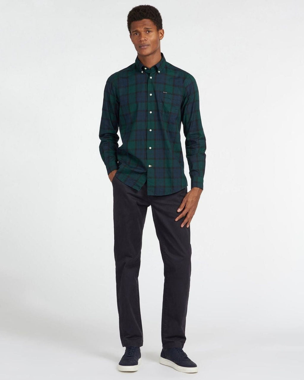 -Rainwater's -Barbour - Button Up Sport Shirts - Barbour Wetheram Black Watch Tartan Plaid Button Down Collar Shirt in Tailored Fit -