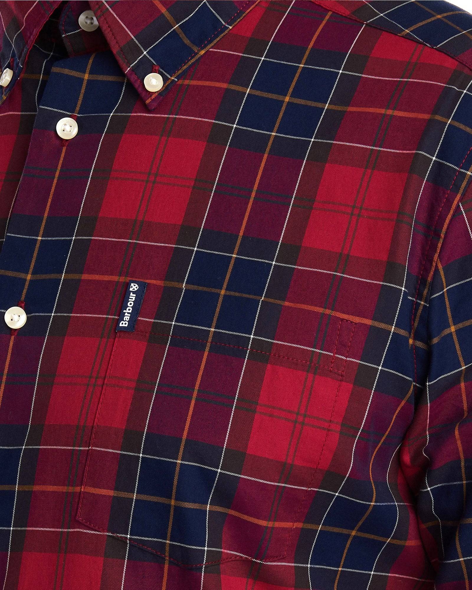 Barbour Wetheram Red Tartan Plaid Button Down Collar Shirt in Tailored Fit - Rainwater's Men's Clothing and Tuxedo Rental