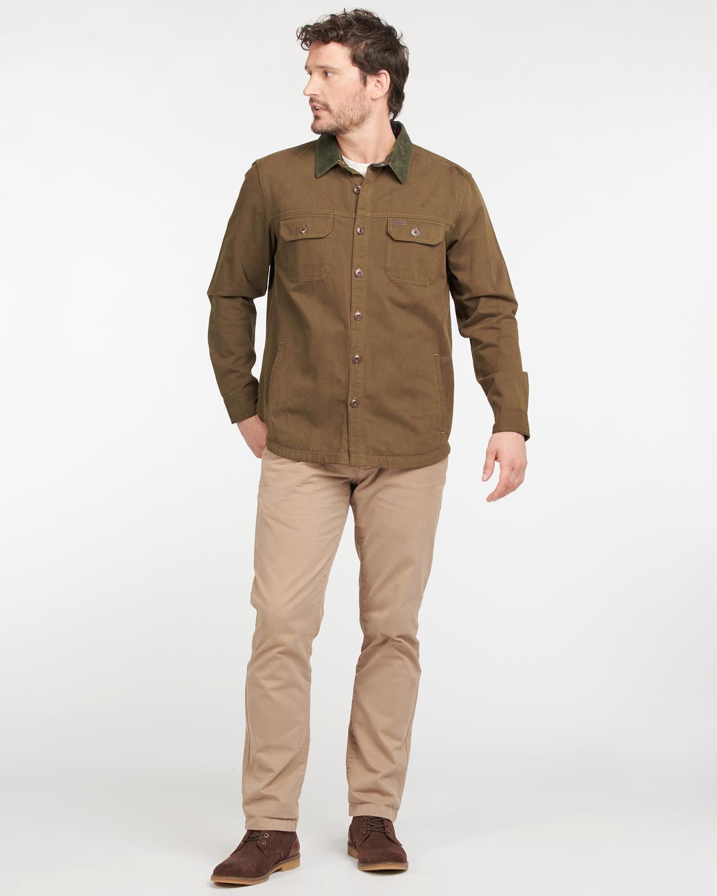 Barbour Catbell Overshirt in Dark Olive