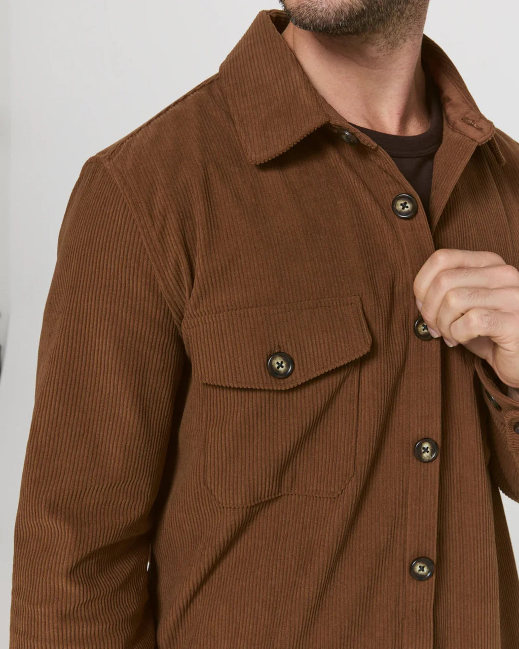 7 Diamonds Crossway Corduroy Overshirt in Cedar
