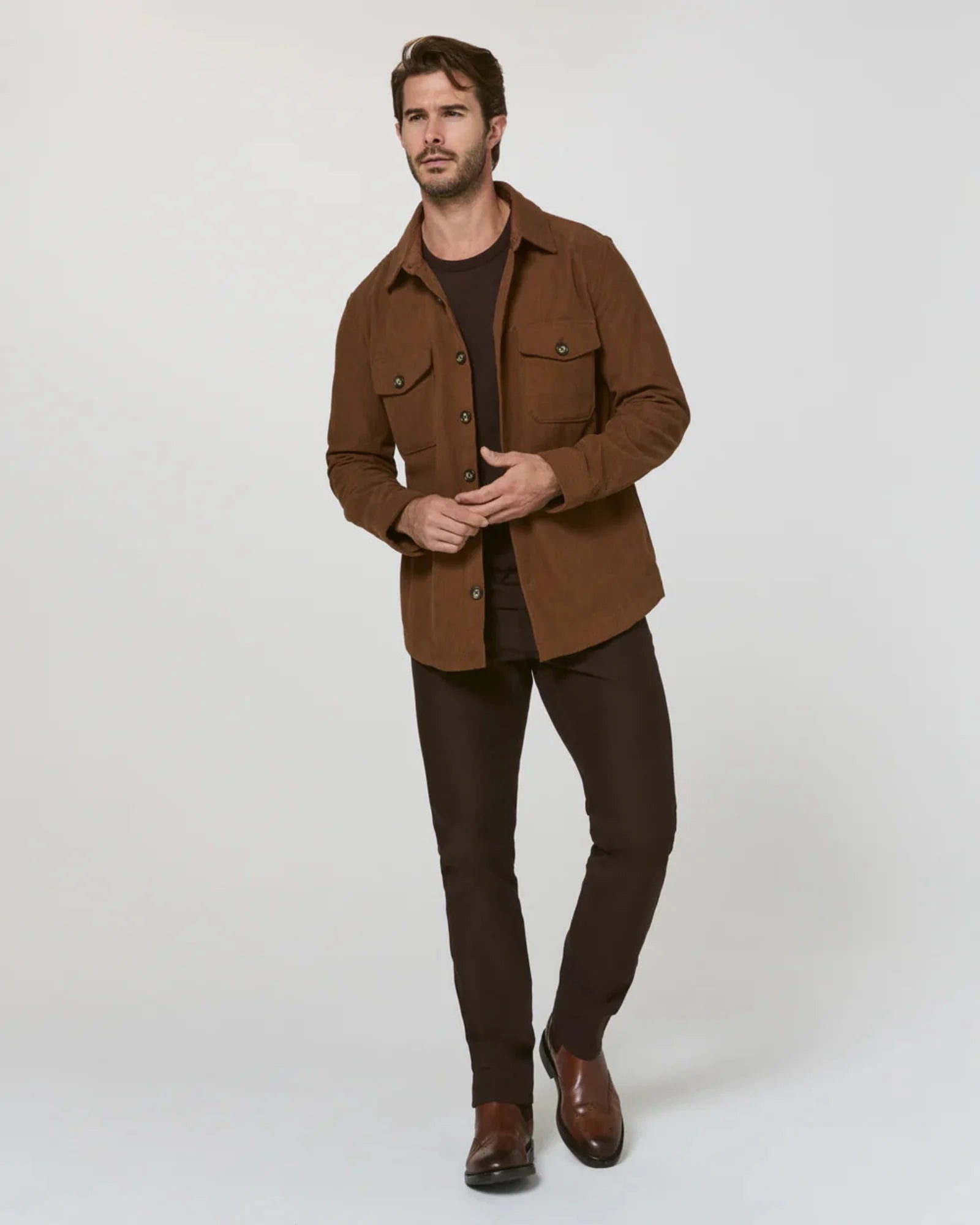 7 Diamonds Crossway Corduroy Overshirt in Cedar