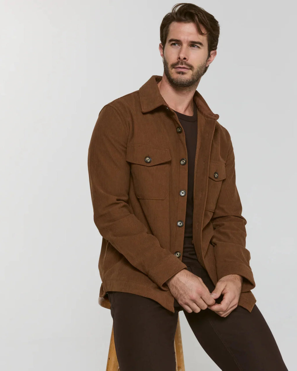 7 Diamonds Crossway Corduroy Overshirt in Cedar