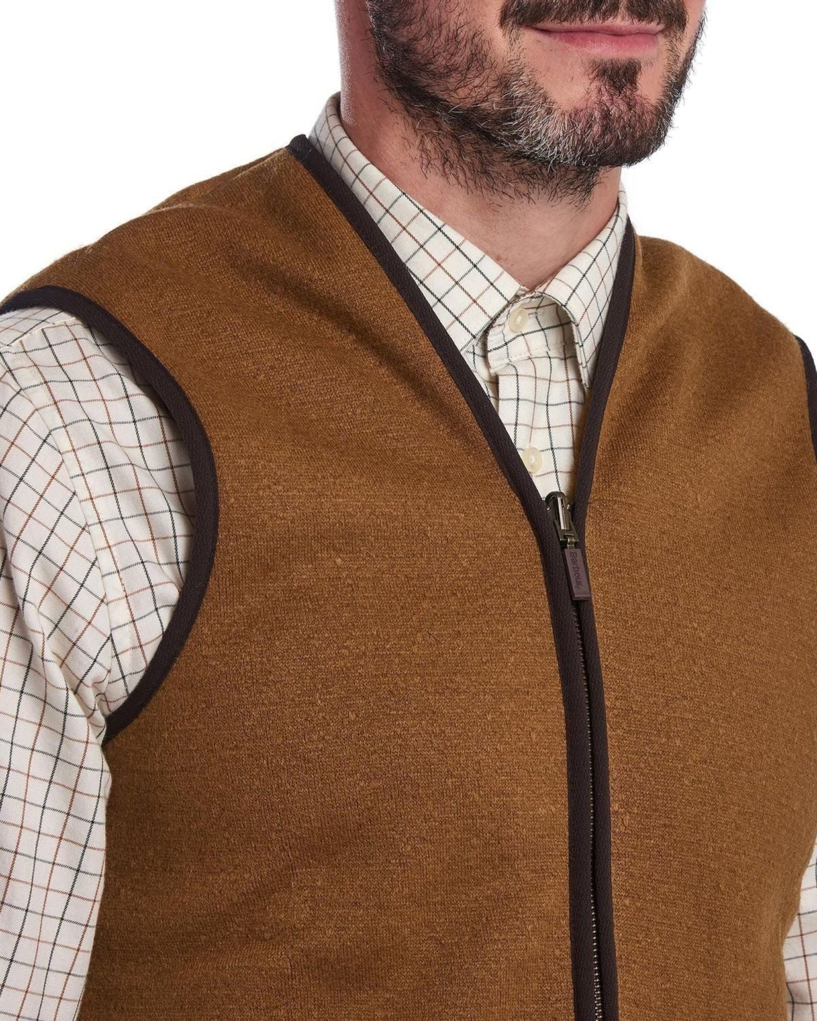 -Rainwater's -Barbour - Button Up Sport Shirts - Barbour Warm Pile Waistcoat/Zip-In Liner in Brown -