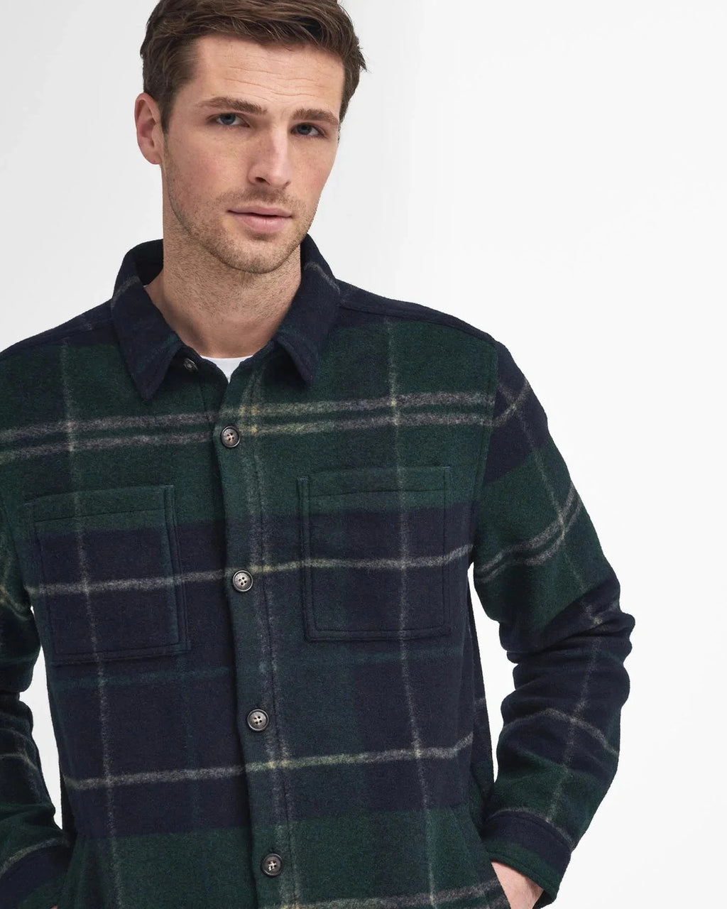 Barbour Chapter Overshirt Jacket in Green Loch Tartan
