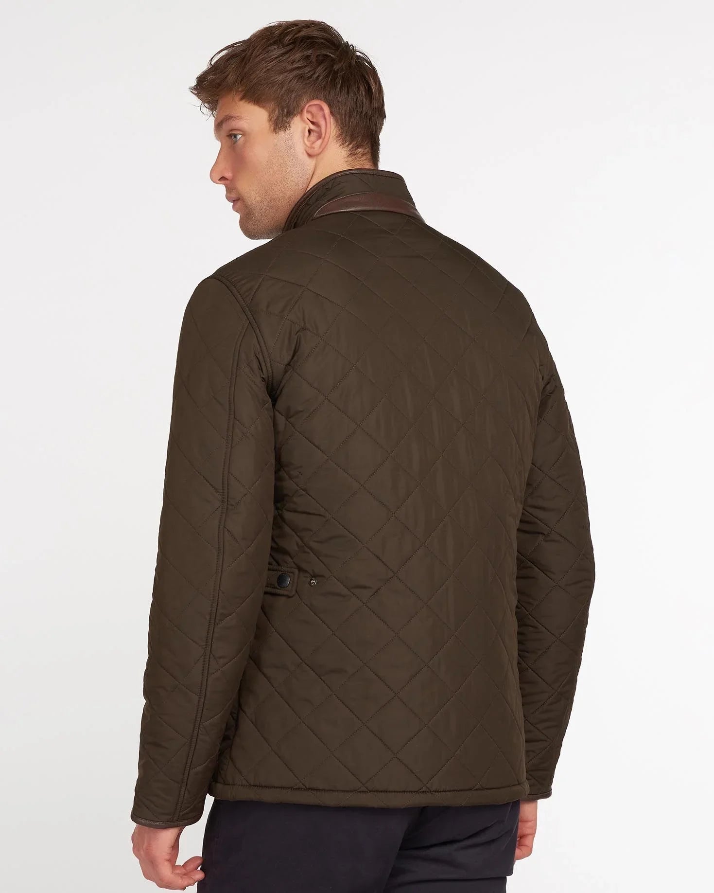 Barbour Powell Quilted Jacket In Olive - Rainwater's Men's Clothing and Tuxedo Rental