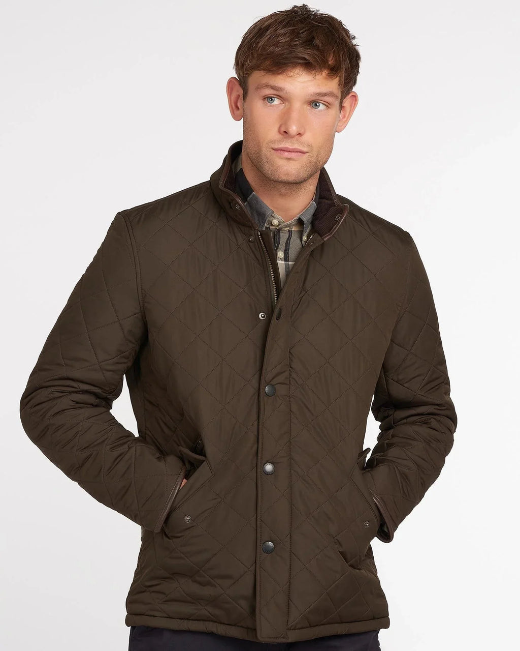 Barbour Powell Quilted Jacket In Olive - Rainwater's Men's Clothing and Tuxedo Rental