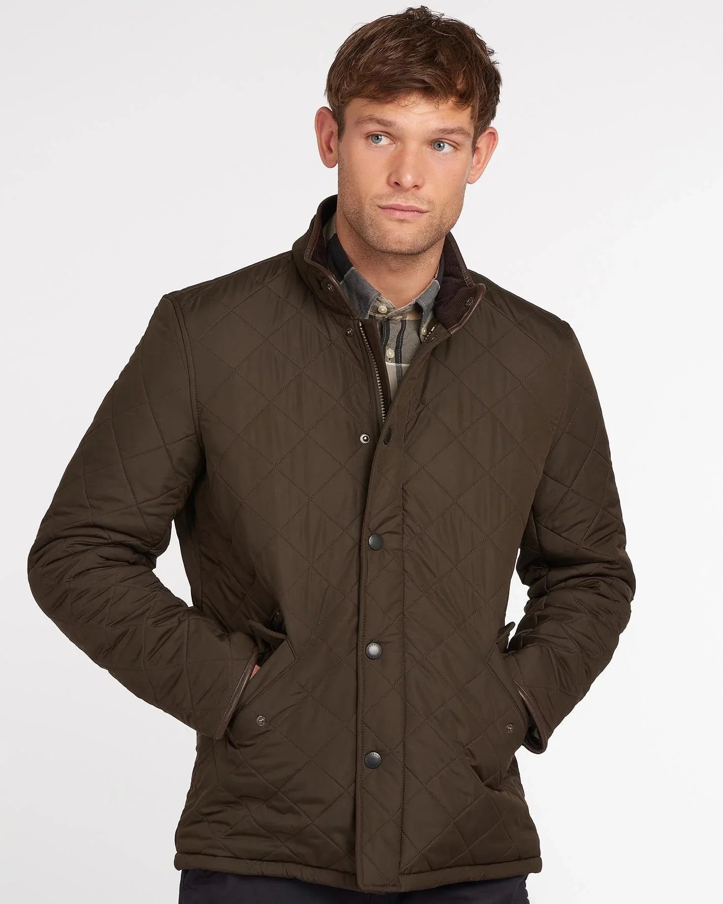 Barbour Powell Quilted Jacket In Olive - Rainwater's Men's Clothing and Tuxedo Rental