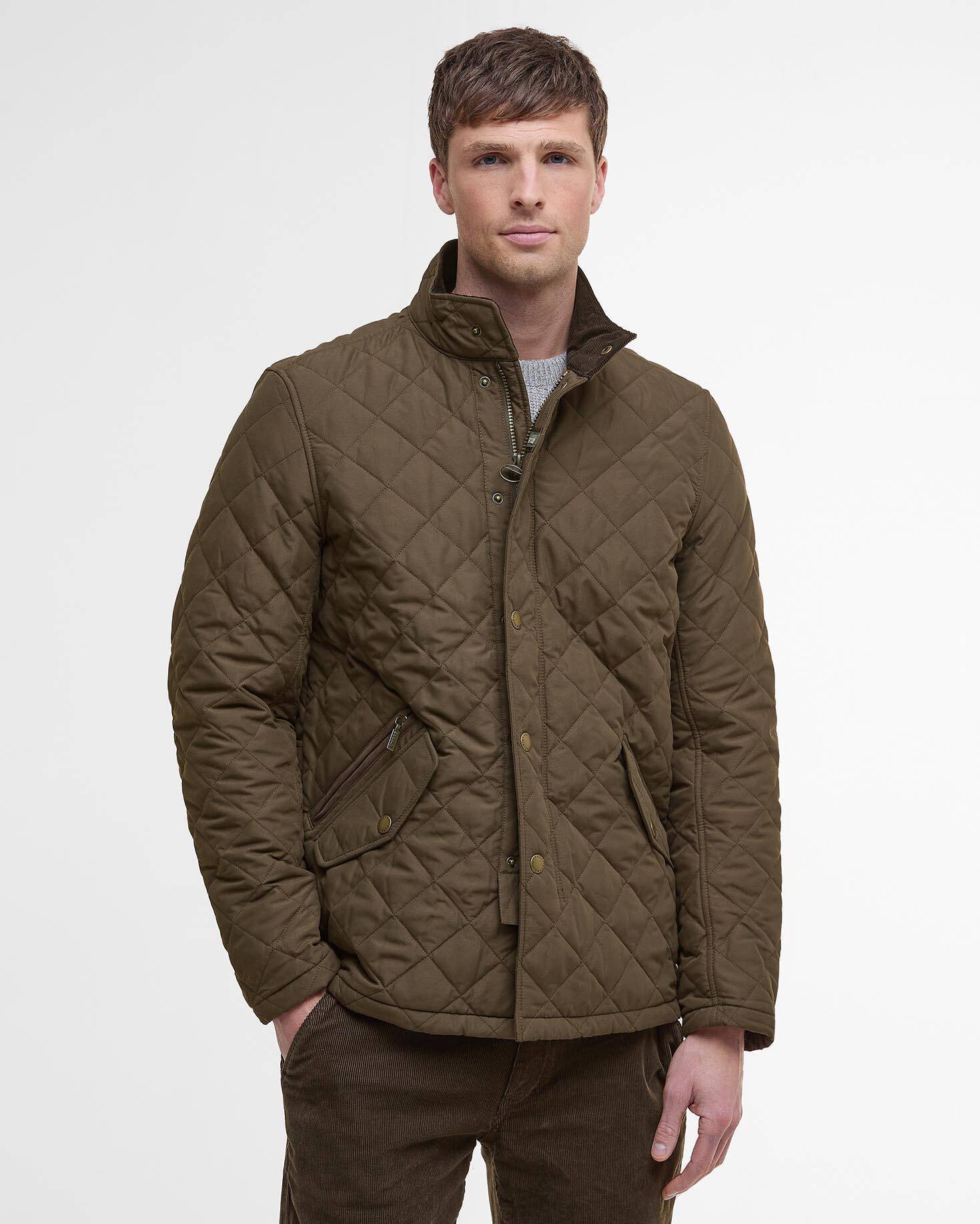 Barbour Shoveler Quilted Jacket In Dark Olive