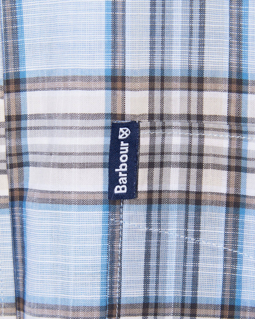 Barbour Highland Check 26 Light Blue and Khaki Long Sleeve Button Down Collar Tailored Fit Shirt - Rainwater's Men's Clothing and Tuxedo Rental