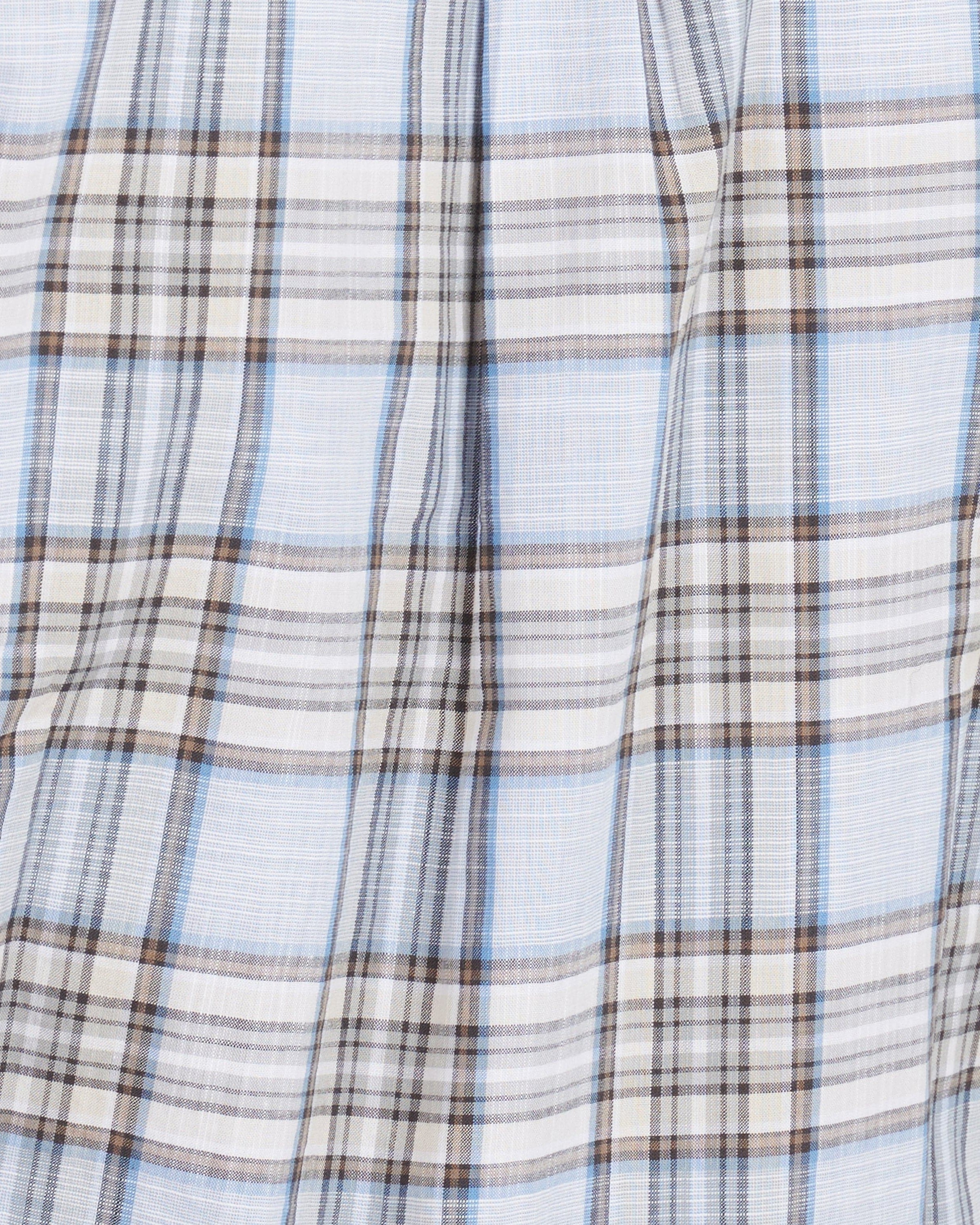 Barbour Highland Check 26 Light Blue and Khaki Long Sleeve Button Down Collar Tailored Fit Shirt - Rainwater's Men's Clothing and Tuxedo Rental