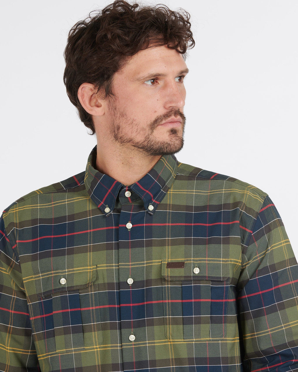 Barbour Fulton Coolmax Performance Buttondown Collar Shirt In Classic Olive Plaid - Rainwater's Men's Clothing and Tuxedo Rental