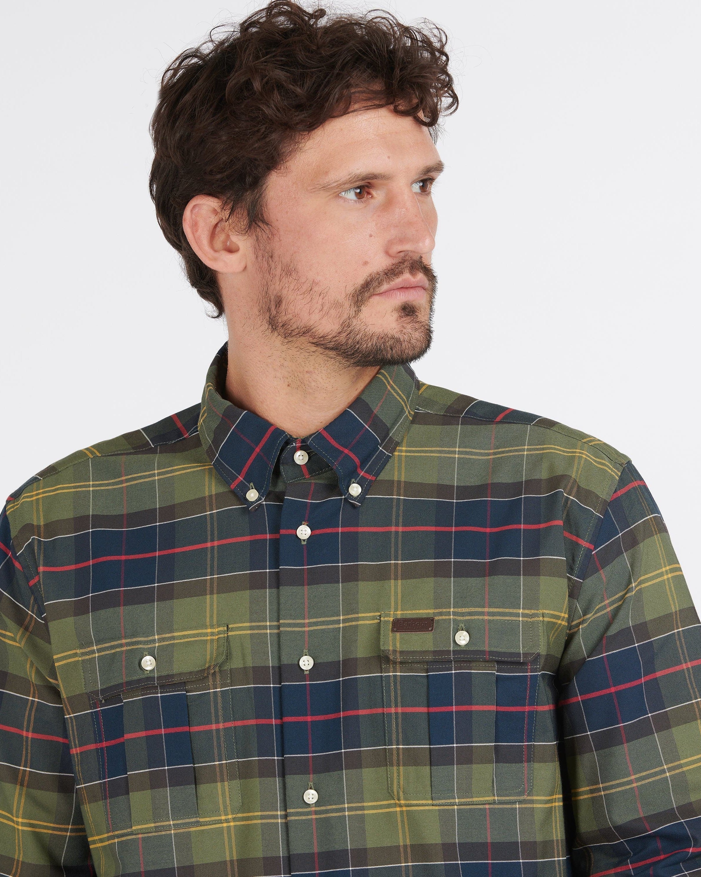 Barbour Fulton Coolmax Performance Buttondown Collar Shirt In Classic Olive Plaid - Rainwater's Men's Clothing and Tuxedo Rental