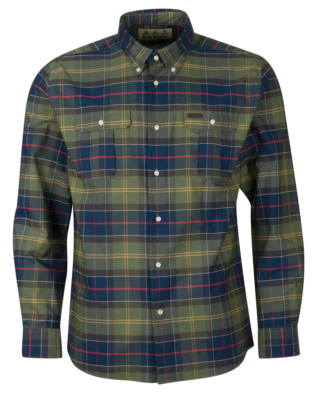 Barbour Fulton Coolmax Performance Buttondown Collar Shirt In Classic Olive Plaid - Rainwater's Men's Clothing and Tuxedo Rental