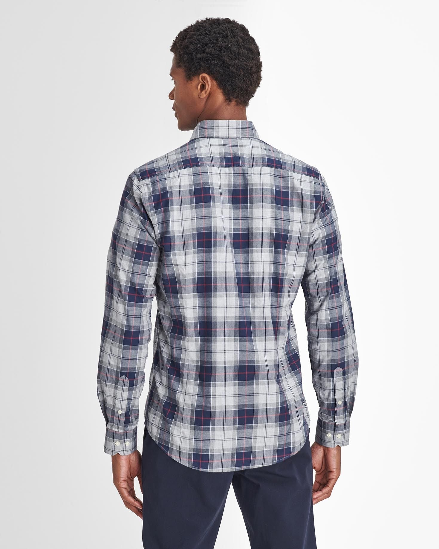 Barbour Wetheram Blue Granite Plaid Button Down Collar Shirt in Tailored Fit