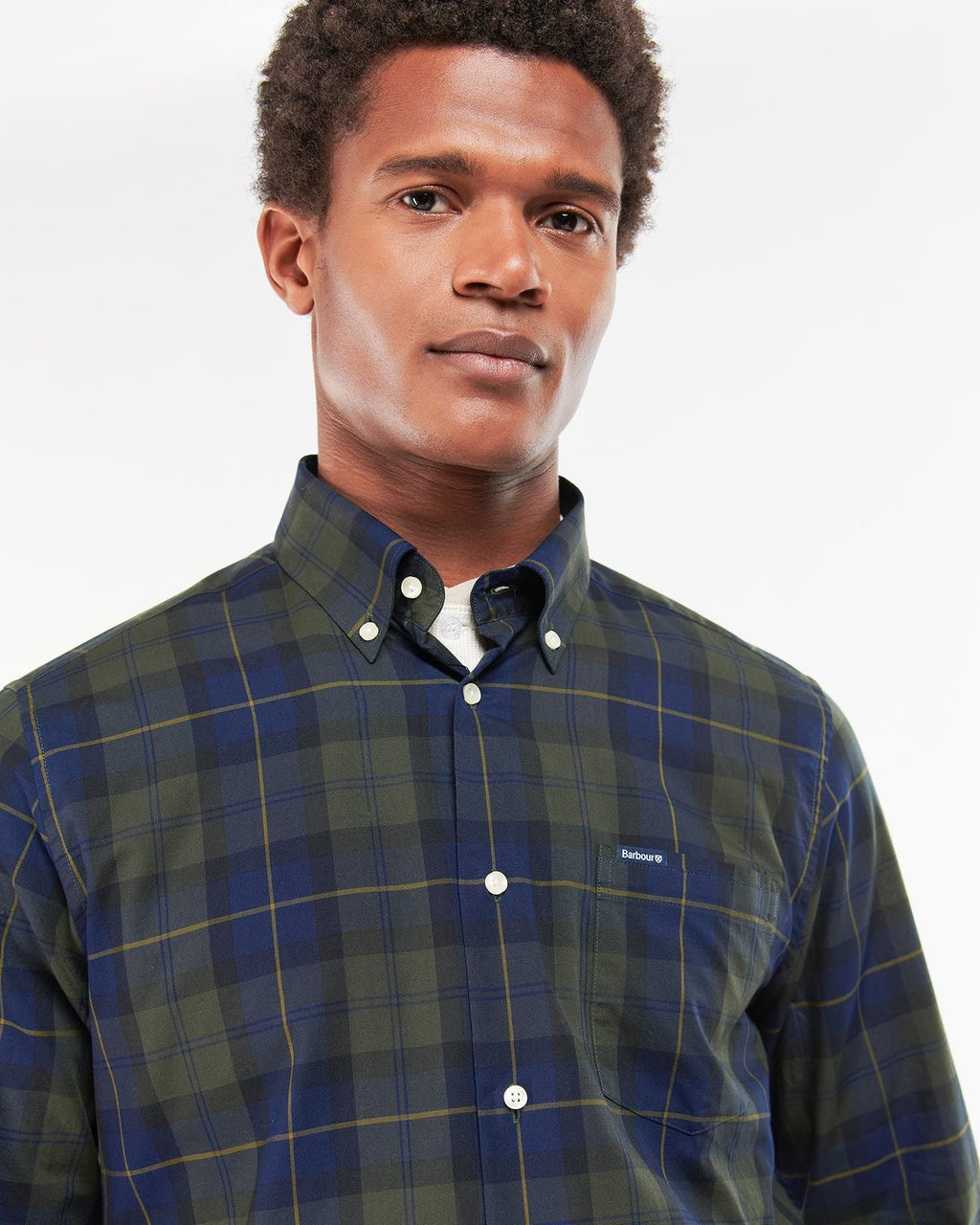 Barbour Wetheram Olive Night Tartan Plaid Button Down Collar Shirt in Tailored Fit - Rainwater's Men's Clothing and Tuxedo Rental