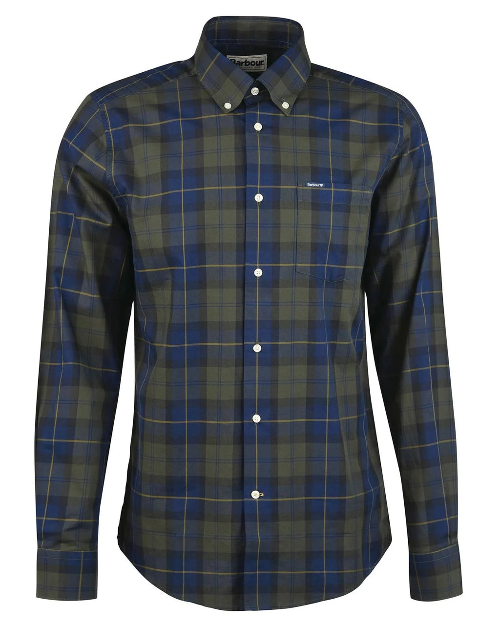 Barbour Wetheram Olive Night Tartan Plaid Button Down Collar Shirt in Tailored Fit - Rainwater's Men's Clothing and Tuxedo Rental