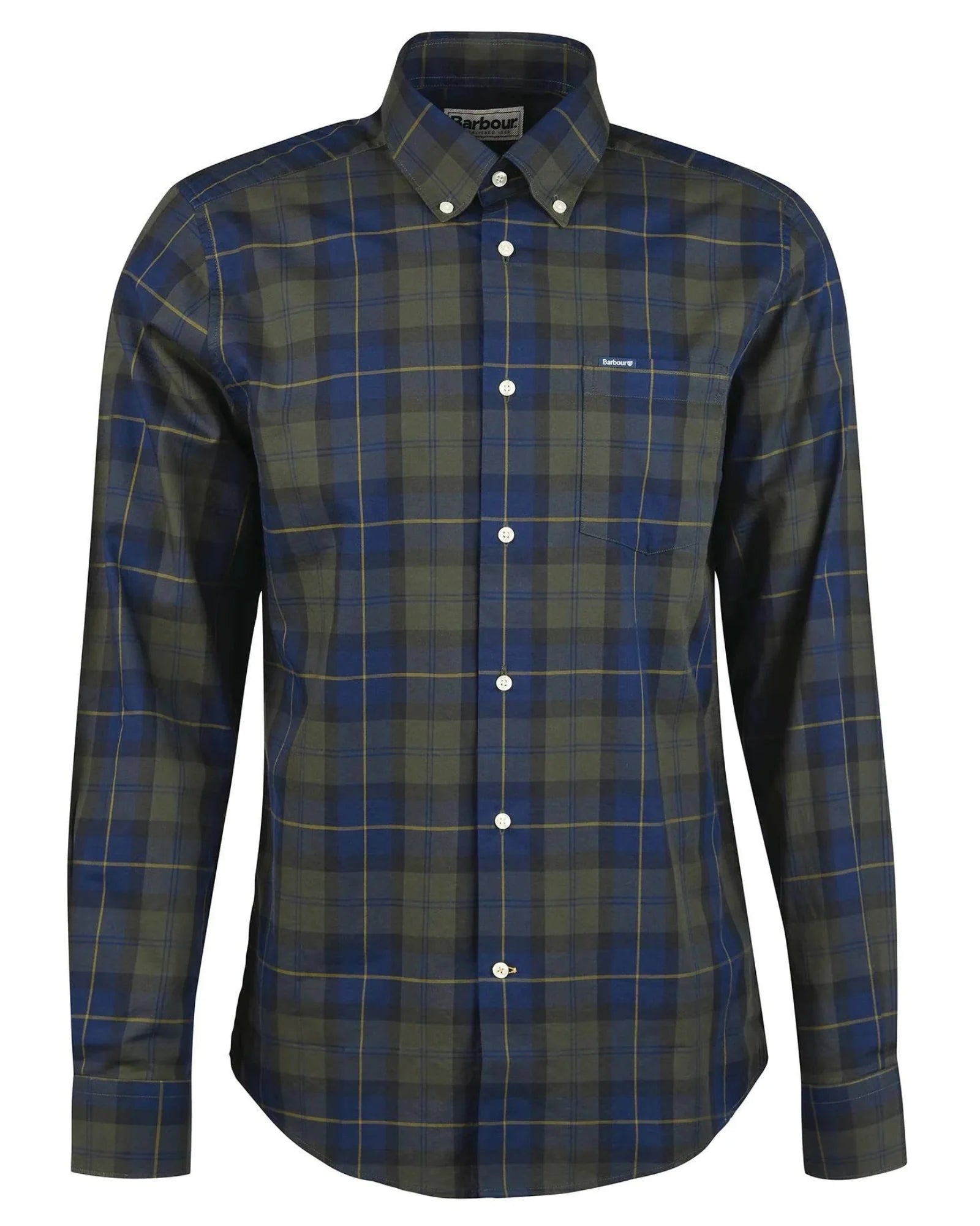 Barbour Wetheram Olive Night Tartan Plaid Button Down Collar Shirt in Tailored Fit - Rainwater's Men's Clothing and Tuxedo Rental