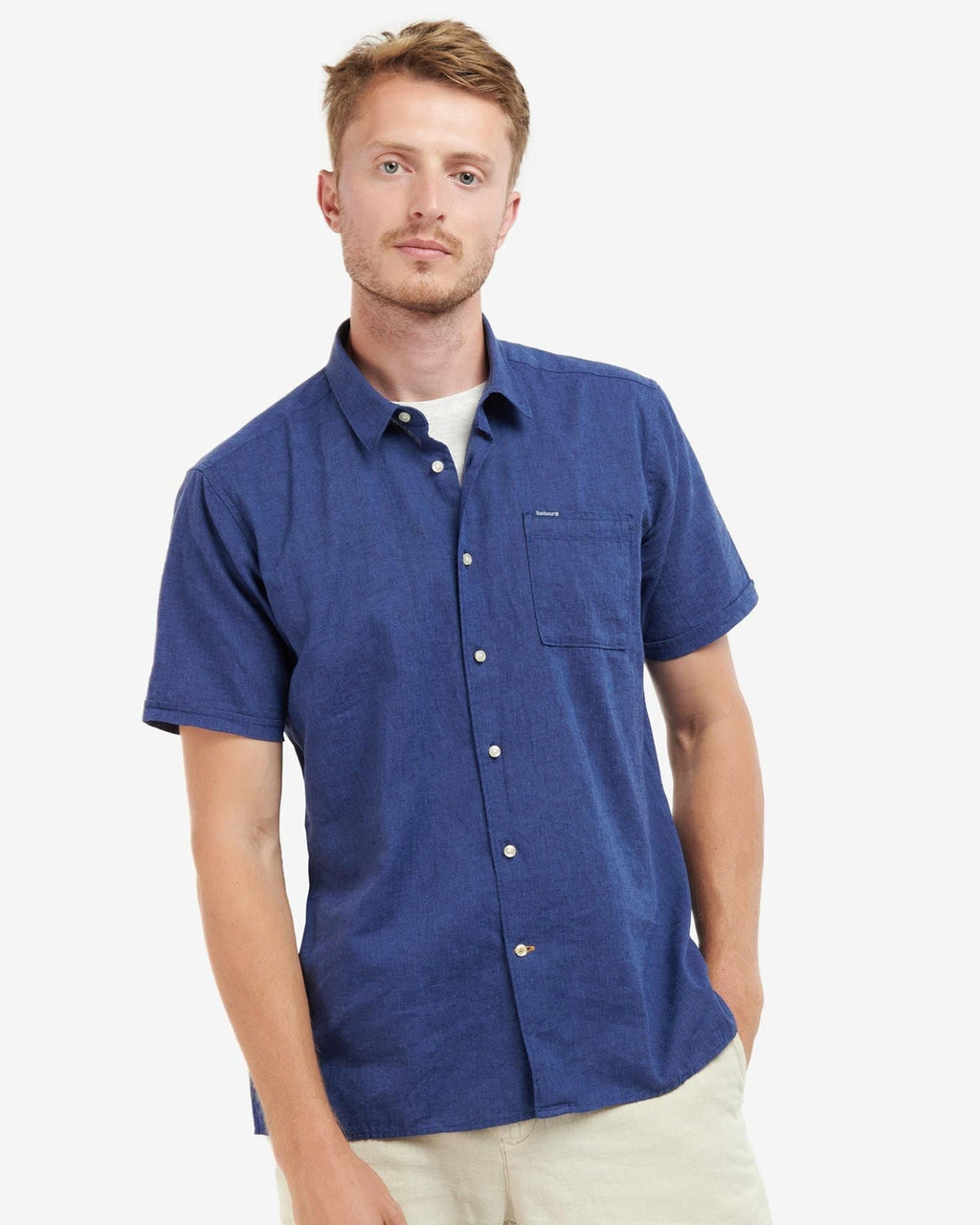 Barbour Nelson Short Sleeve Summer Shirt In Indigo