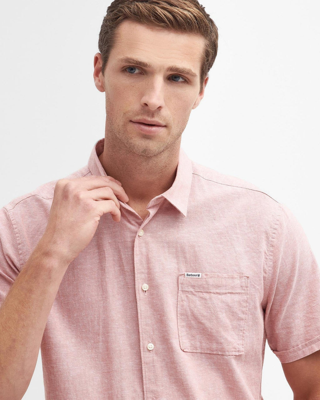 Barbour Nelson Short Sleeve Summer Shirt In Pink Clay