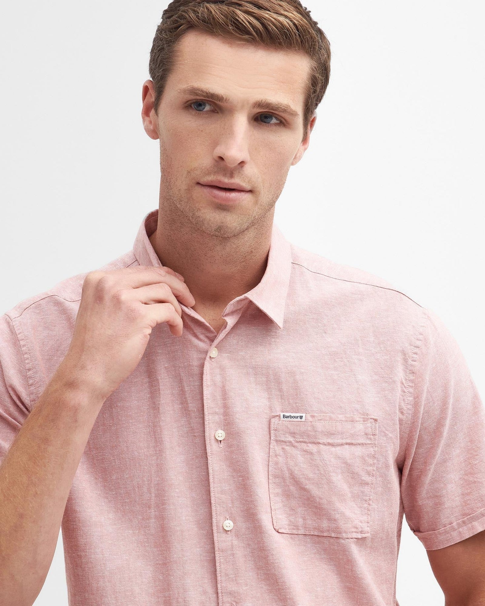 Barbour Nelson Short Sleeve Summer Shirt In Pink Clay