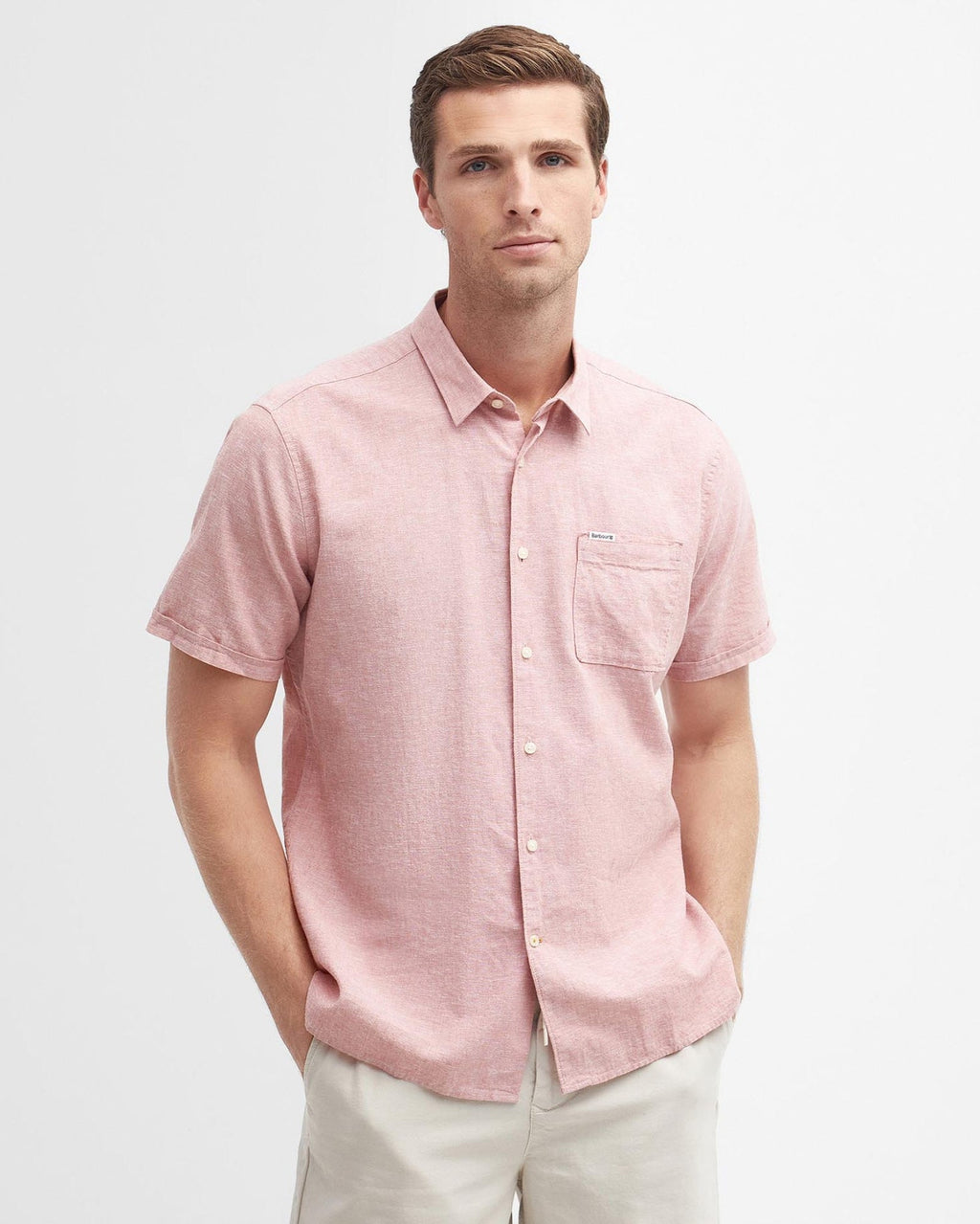 Barbour Nelson Short Sleeve Summer Shirt In Pink Clay