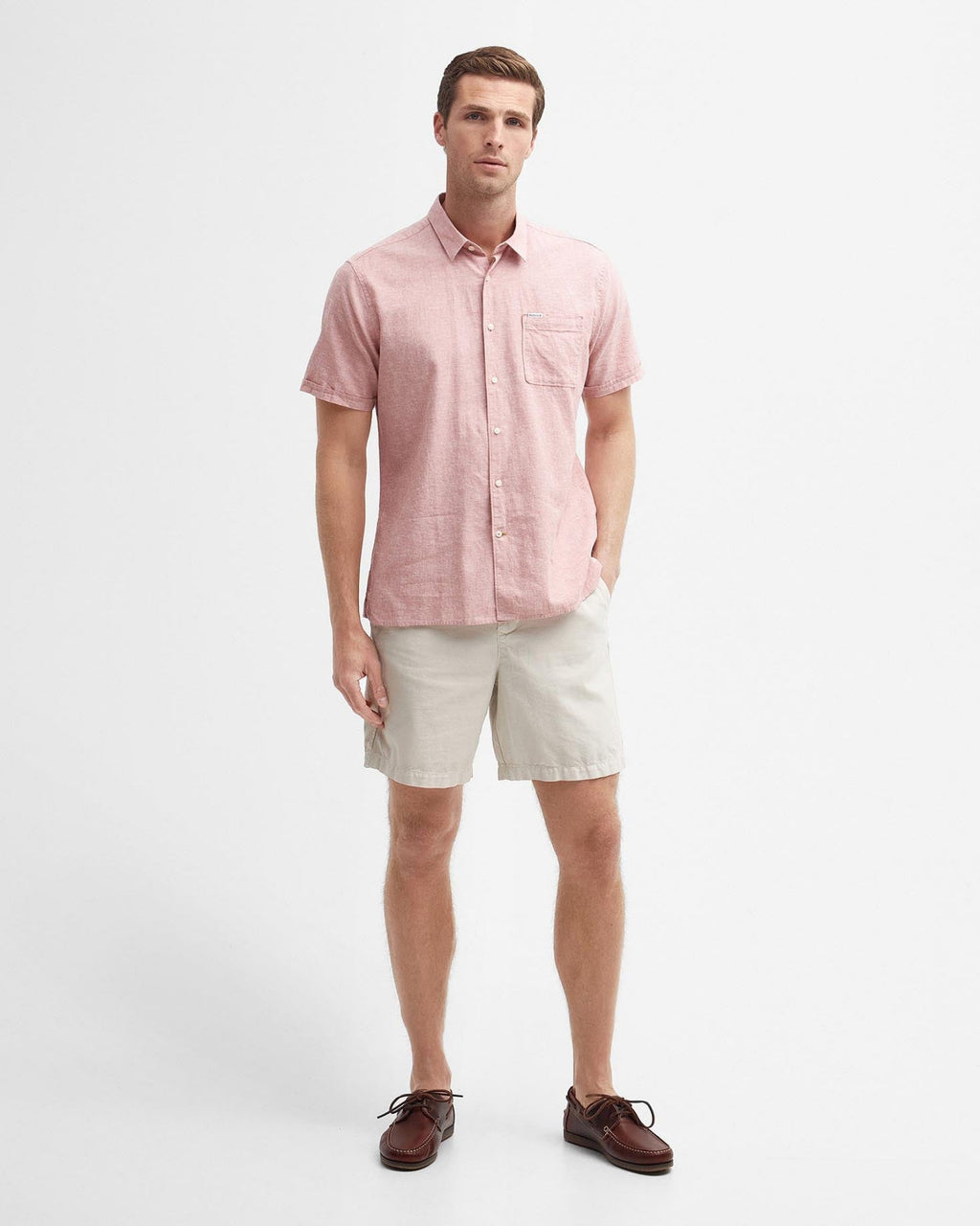 Barbour Nelson Short Sleeve Summer Shirt In Pink Clay
