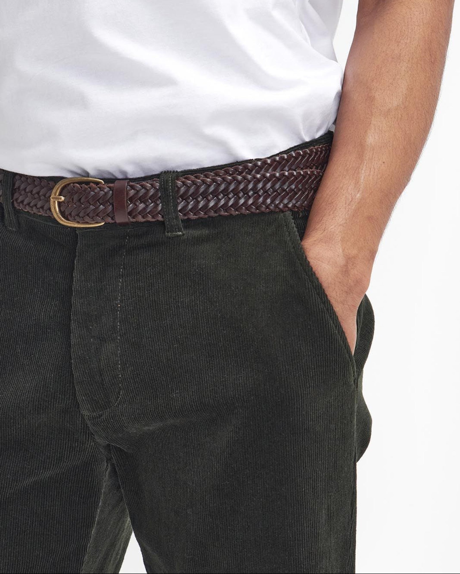 Barbour Stretch Corduroy Tailored Trousers In Forest