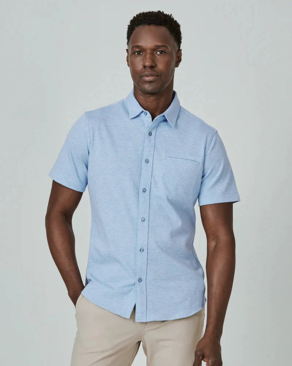 7 Diamonds Seville Short Sleeve Shirt In Light Blue
