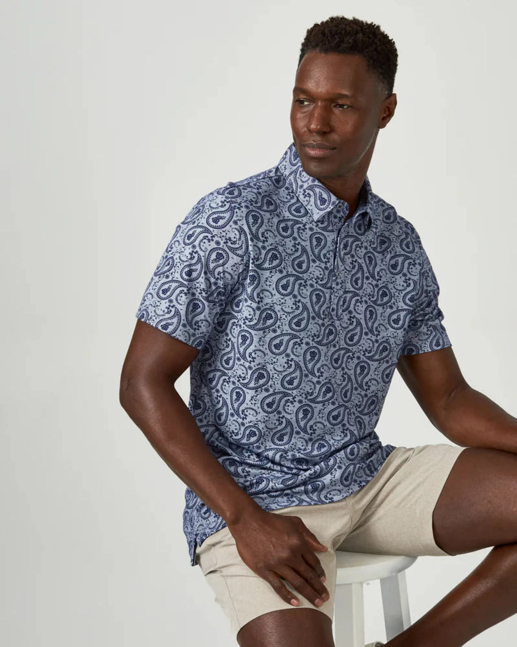 7 Diamonds Palmer Pima Polo In Steel Blue