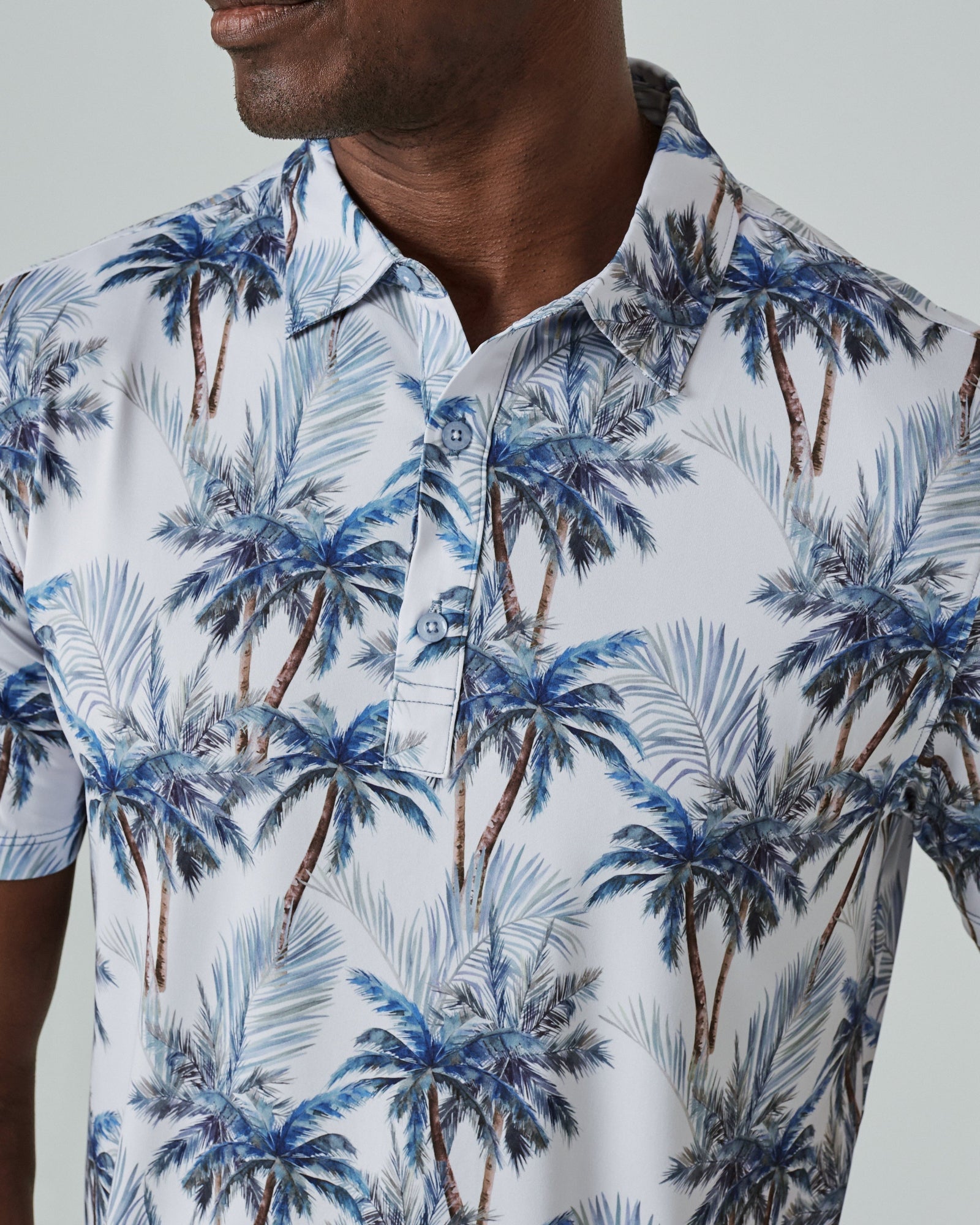 7 Diamonds Provo Palm Tree Print Polo In Blue