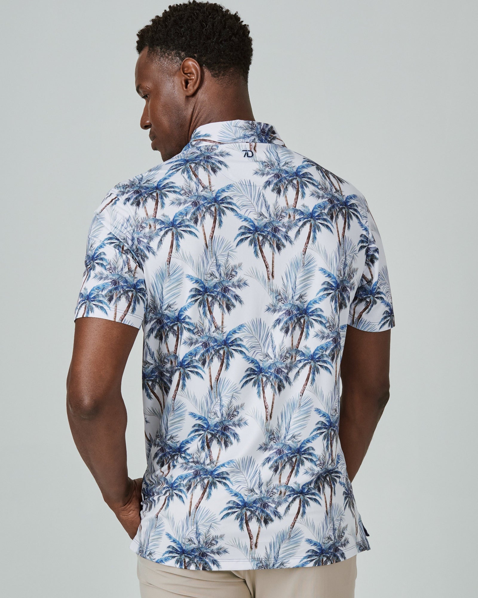 7 Diamonds Provo Palm Tree Print Polo In Blue
