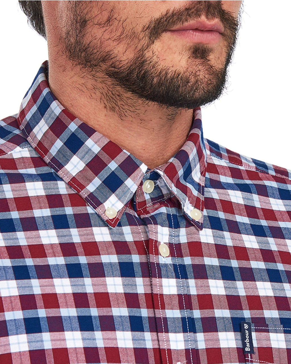 Barbour Country Check 15 Tailored Fit Oxford Cloth Button Down Shirt In Bold Red - Rainwater's Men's Clothing and Tuxedo Rental