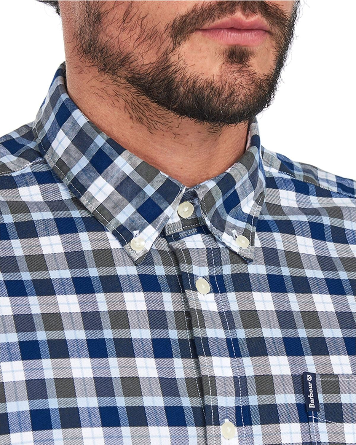 Barbour Country Check 15 Tailored Fit Oxford Cloth Button Down Shirt In Olive - Rainwater's Men's Clothing and Tuxedo Rental