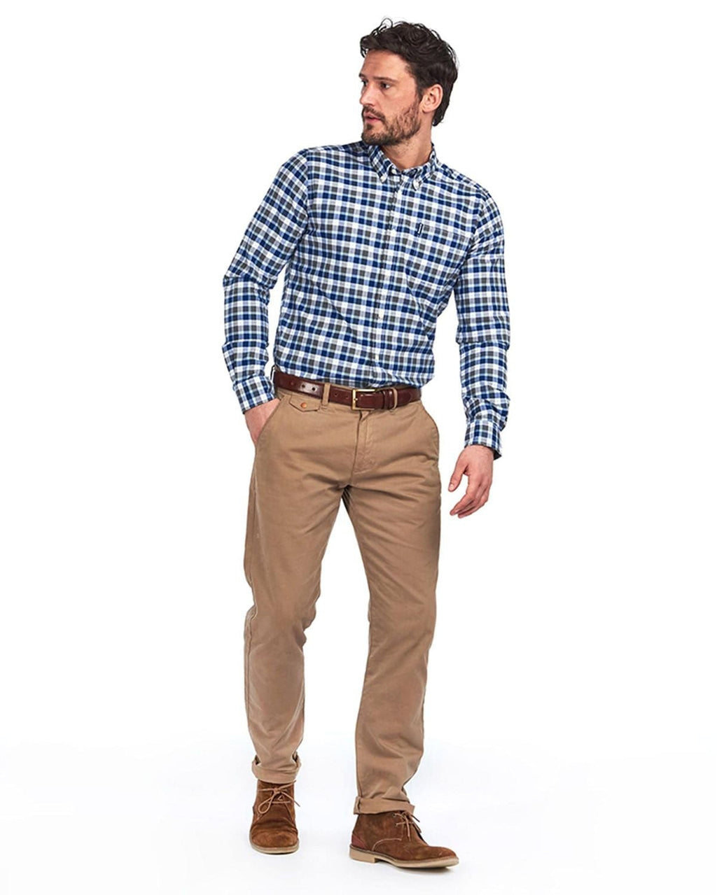 Barbour Country Check 15 Tailored Fit Oxford Cloth Button Down Shirt In Olive - Rainwater's Men's Clothing and Tuxedo Rental