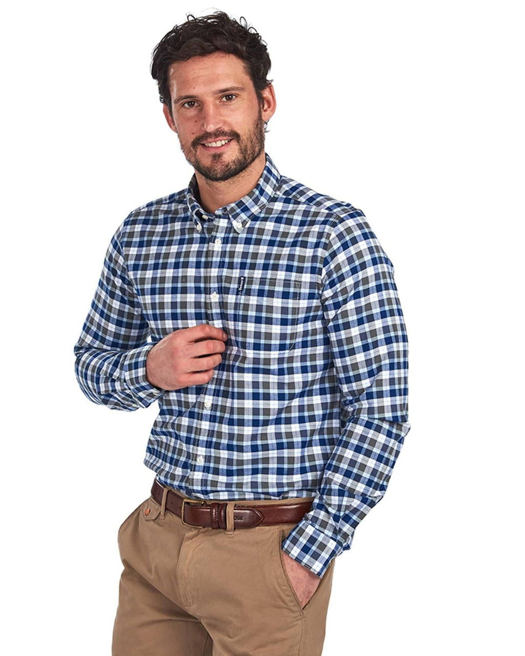 Barbour Country Check 15 Tailored Fit Oxford Cloth Button Down Shirt In Olive - Rainwater's Men's Clothing and Tuxedo Rental